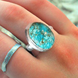 NEW Real Turquoise Mesmerizing Ring Women 925 Sterling Silver Ring  Gorgeous